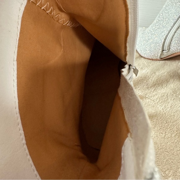 Sequin Glitter Ankle Boots Clear Sparkly Pointed Toe Block High Heel Shiny Boots - Picture 8 of 16